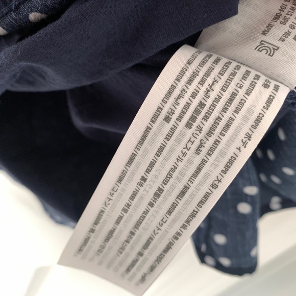 Abercrombie & Fitch Navy Polka Dot Puff Sleeve Smocked Mini Dress Women Large - Picture 8 of 12